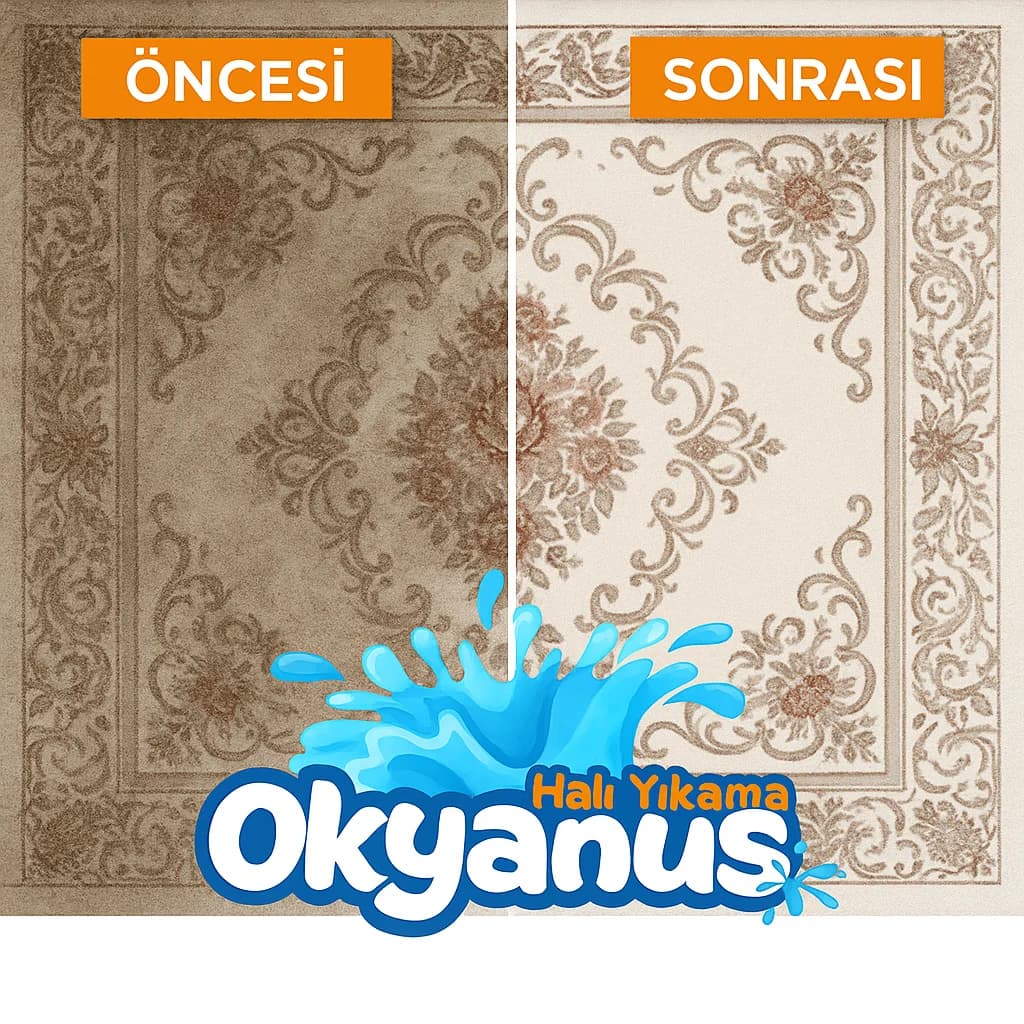 Profesyonel halı yıkama öncesi ve sonrası temizlik sonucu